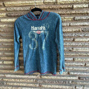 Harrah's Original Blue Hoodie Long Sleeve T Shirt